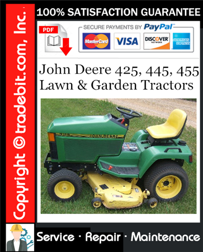 Product picture John Deere 425, 445, 455 Lawn & Garden Tractors Service Repair Manual Download ★