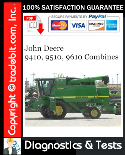 Product picture John Deere 9410, 9510, 9610 Combines Diagnostics & Tests Technical Manual Download ★