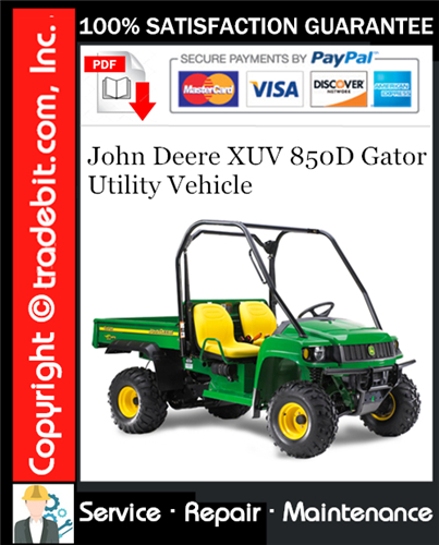 Product picture John Deere XUV 850D Gator Utility Vehicle Service Repair Manual Download ★