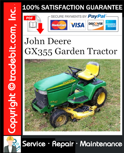 Product picture John Deere GX355 Garden Tractor Service Repair Manual Download ★