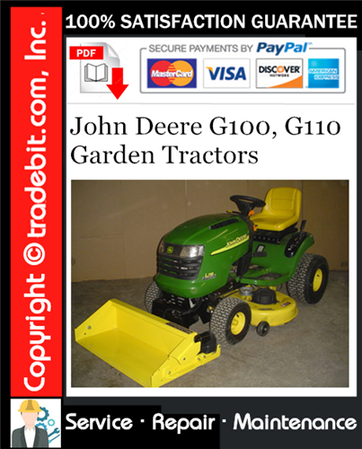 Product picture John Deere G100, G110 Garden Tractors Service Repair Manual Download ★