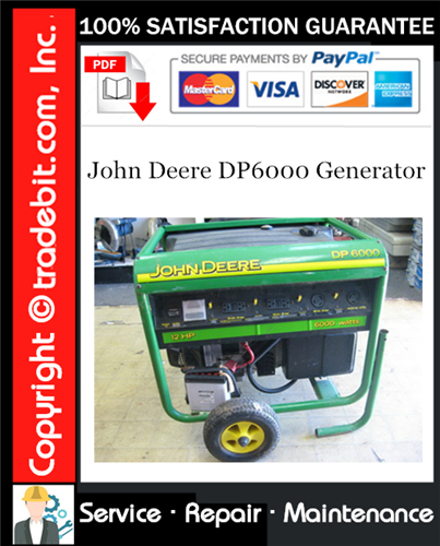 Product picture John Deere DP6000 Generator Service Repair Manual Download ★