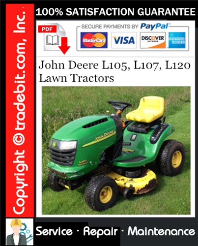 Product picture John Deere L105, L107, L120 Lawn Tractors Service Repair Manual Download ★