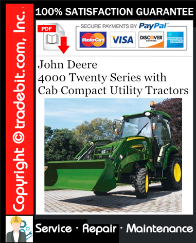 Product picture John Deere 4000 Twenty Series with Cab Compact Utility Tractors Service Repair Manual Download ★