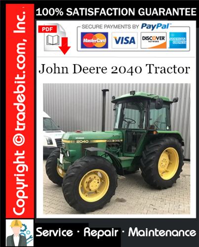 Product picture John Deere 2040 Tractor Service Repair Manual Download ★