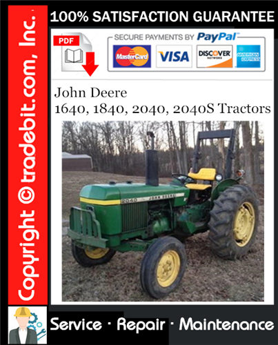 Product picture John Deere 1640, 1840, 2040, 2040S Tractors Service Repair Manual Download ★