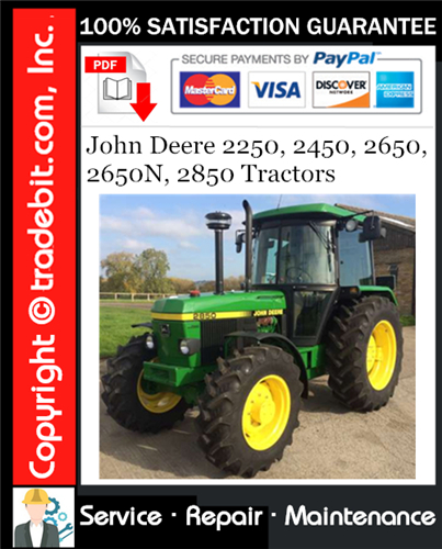 Product picture John Deere 2250, 2450, 2650, 2650N, 2850 Tractors Service Repair Manual Download ★