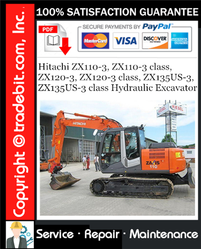 Product picture Hitachi ZX110-3, ZX110-3 class, ZX120-3, ZX120-3 class, ZX135US-3, ZX135US-3 class Hydraulic Excavator Service Repair Manual Download ★
