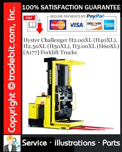 Product picture Hyster Challenger H2.00XL (H40XL), H2.50XL (H50XL), H3.00XL (H60XL) [A177] Forklift Trucks Parts Manual Download ★