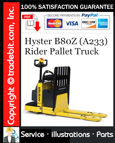 Product picture Hyster B80Z (A233) Rider Pallet Truck Parts Manual Download ★