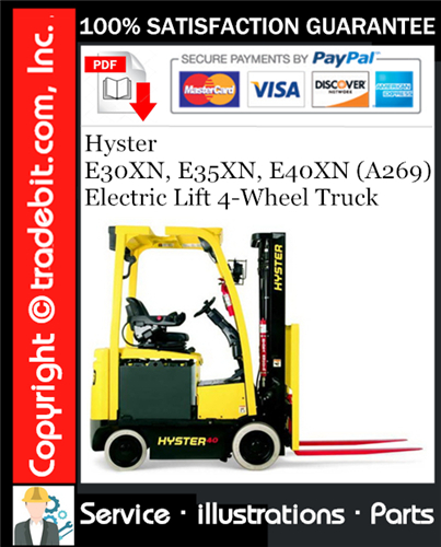 Product picture Hyster E30XN, E35XN, E40XN (A269) Electric Lift 4-Wheel Truck Parts Manual Download ★