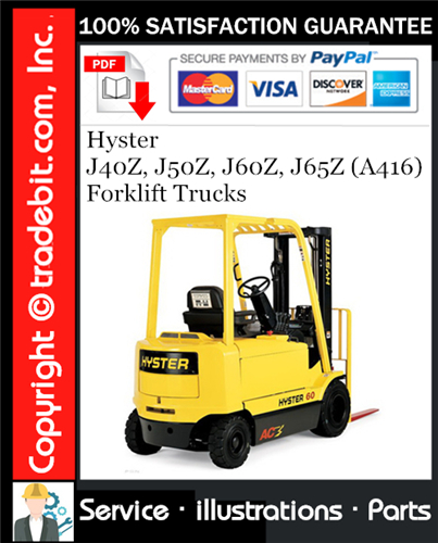 Product picture Hyster J40Z, J50Z, J60Z, J65Z (A416) Forklift Trucks Parts Manual Download ★