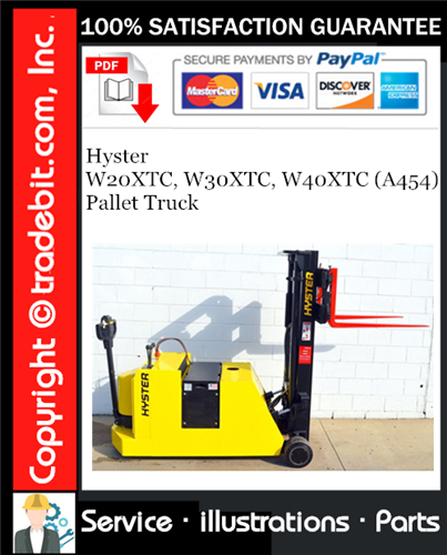 Product picture Hyster W20XTC, W30XTC, W40XTC (A454) Pallet Truck Parts Manual Download ★