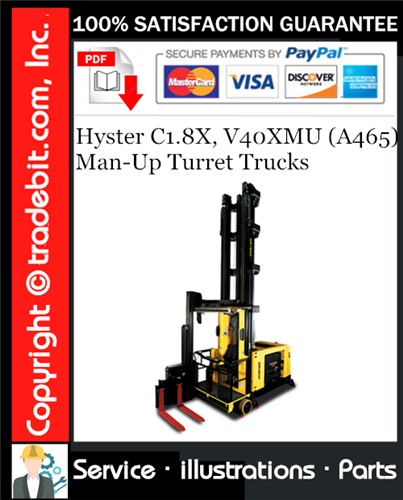 Product picture Hyster C1.8X, V40XMU (A465) Man-Up Turret Trucks Parts Manual Download ★