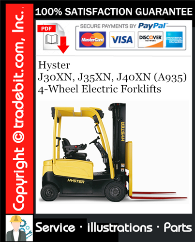 Product picture Hyster J30XN, J35XN, J40XN (A935) 4-Wheel Electric Forklifts Parts Manual Download ★