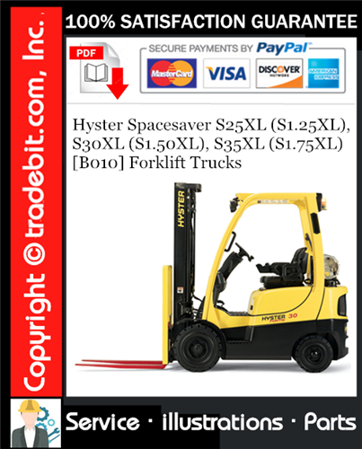 Product picture Hyster Spacesaver S25XL (S1.25XL), S30XL (S1.50XL), S35XL (S1.75XL) [B010] Forklift Trucks Parts Manual Download ★