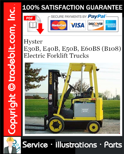 Product picture Hyster E30B, E40B, E50B, E60BS (B108) Electric Forklift Trucks Parts Manual Download ★
