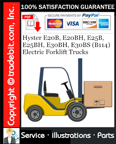 Product picture Hyster E20B, E20BH, E25B, E25BH, E30BH, E30BS (B114) Electric Forklift Trucks Parts Manual Download ★