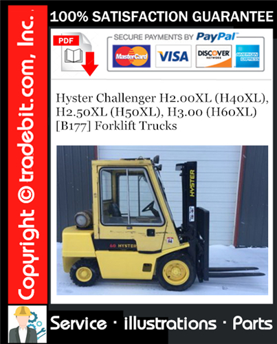 Product picture Hyster Challenger H2.00XL (H40XL), H2.50XL (H50XL), H3.00 (H60XL) [B177] Forklift Trucks Parts Manual Download ★
