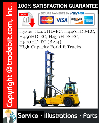 Product picture Hyster H400HD-EC, H440HDS-EC, H450HD-EC, H450HDS-EC, H500HD-EC (B214) High-Capacity Forklift Trucks Parts Manual Download ★