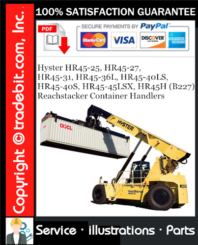 Product picture Hyster HR45-25, HR45-27, HR45-31, HR45-36L, HR45-40LS, HR45-40S, HR45-45LSX, HR45H (B227) Reachstacker Container Handlers Parts Manual Download ★