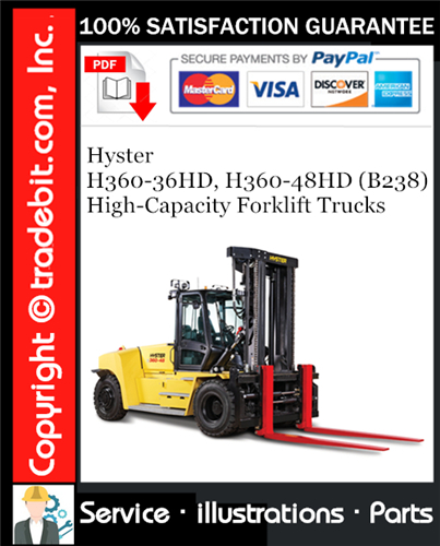 Product picture Hyster H360-36HD, H360-48HD (B238) High-Capacity Forklift Trucks Parts Manual Download ★