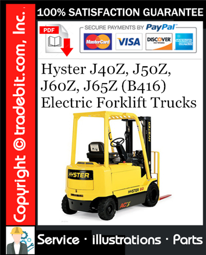 Product picture Hyster J40Z, J50Z, J60Z, J65Z (B416) Electric Forklift Trucks Parts Manual Download ★