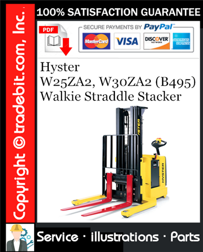 Product picture Hyster W25ZA2, W30ZA2 (B495) Walkie Straddle Stacker Parts Manual Download ★