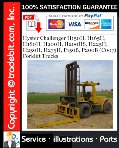 Product picture Hyster Challenger H150H, H165H, H180H, H200H, H200HS, H225H, H250H, H275H, P150B, P200B (C007) Forklift Trucks Parts Manual Download ★