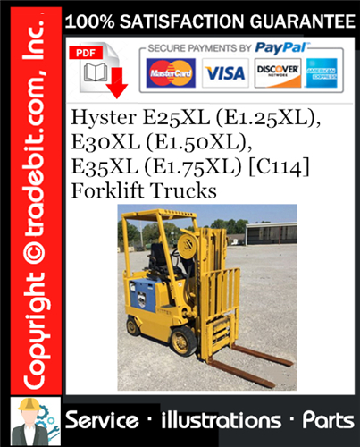 Product picture Hyster E25XL (E1.25XL), E30XL (E1.50XL), E35XL (E1.75XL) [C114] Forklift Trucks Parts Manual Download ★