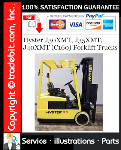 Product picture Hyster J30XMT, J35XMT, J40XMT (C160) Forklift Trucks Parts Manual Download ★