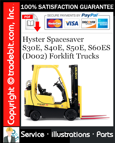 Product picture Hyster Spacesaver S30E, S40E, S50E, S60ES (D002) Forklift Trucks Parts Manual Download ★