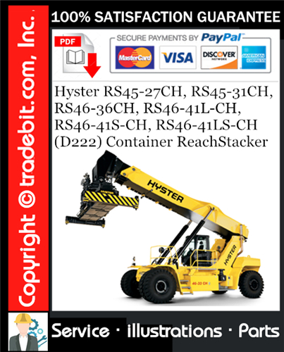 Product picture Hyster RS45-27CH, RS45-31CH, RS46-36CH, RS46-41L-CH, RS46-41S-CH, RS46-41LS-CH (D222) Container ReachStacker Parts Manual Download ★