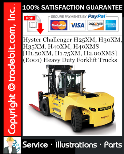 Product picture Hyster Challenger H25XM, H30XM, H35XM, H40XM, H40XMS [H1.50XM, H1.75XM, H2.00XMS] (E001) Heavy Duty Forklift Trucks Parts Manual Download ★