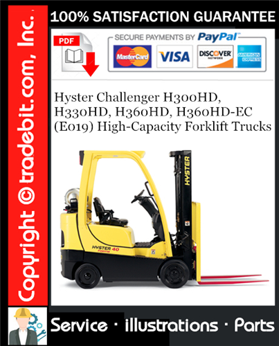Product picture Hyster Challenger H300HD, H330HD, H360HD, H360HD-EC (E019) High-Capacity Forklift Trucks Parts Manual Download ★