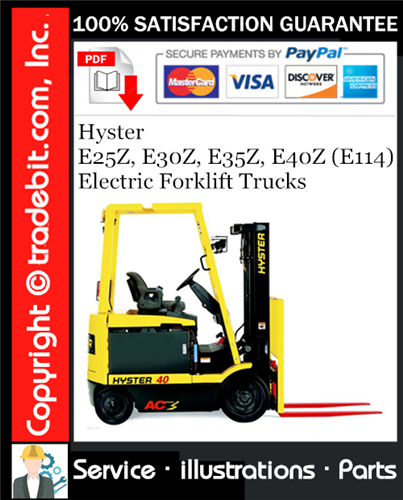 Product picture Hyster E25Z, E30Z, E35Z, E40Z (E114) Electric Forklift Trucks Parts Manual Download ★