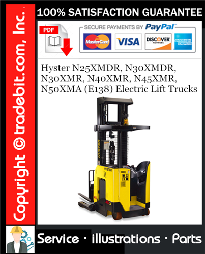 Product picture Hyster N25XMDR, N30XMDR, N30XMR, N40XMR, N45XMR, N50XMA (E138) Electric Lift Trucks Parts Manual Download ★