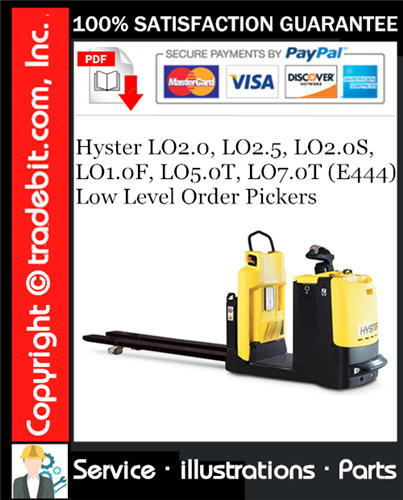 Product picture Hyster LO2.0, LO2.5, LO2.0S, LO1.0F, LO5.0T, LO7.0T (E444) Low Level Order Pickers Parts Manual Download ★