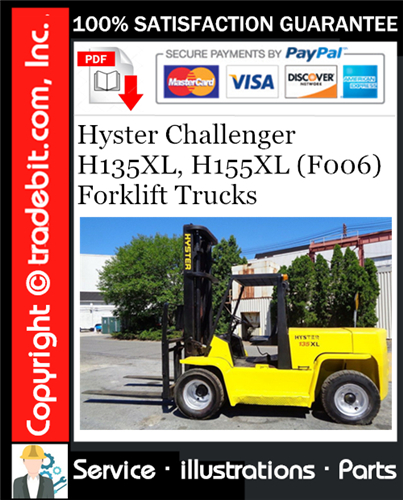 Product picture Hyster Challenger H135XL, H155XL (F006) Forklift Trucks Parts Manual Download ★