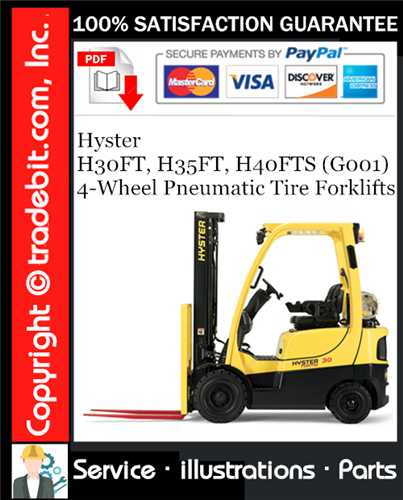Product picture Hyster H30FT, H35FT, H40FTS (G001) 4-Wheel Pneumatic Tire Forklifts Parts Manual Download ★