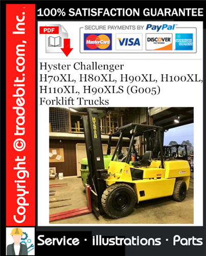 Product picture Hyster Challenger H70XL, H80XL, H90XL, H100XL, H110XL, H90XLS (G005) Forklift Trucks Parts Manual Download ★