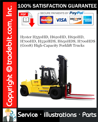 Product picture Hyster H550HD, H620HD, H650HD, H700HD, H550HDS, H650HDS, H700HDS (G008) High-Capacity Forklift Trucks Parts Manual Download ★