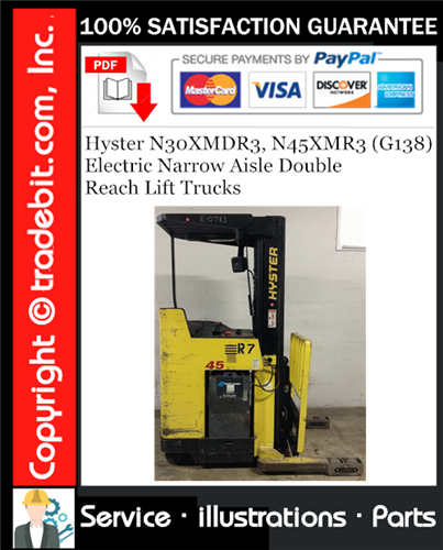 Product picture Hyster N30XMDR3, N45XMR3 (G138) Electric Narrow Aisle Double Reach Lift Trucks Parts Manual Download ★