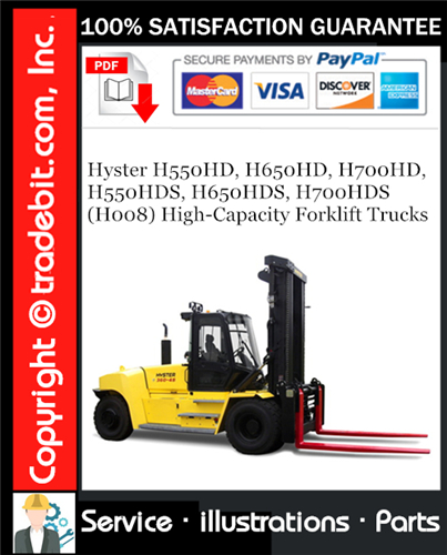 Product picture Hyster H550HD, H650HD, H700HD, H550HDS, H650HDS, H700HDS (H008) High-Capacity Forklift Trucks Parts Manual Download ★
