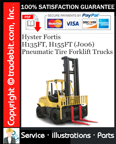 Product picture Hyster Fortis H135FT, H155FT (J006) Pneumatic Tire Forklift Trucks Parts Manual Download ★