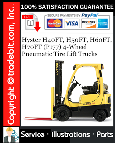 Product picture Hyster H40FT, H50FT, H60FT, H70FT (P177) 4-Wheel Pneumatic Tire Lift Trucks Parts Manual Download ★