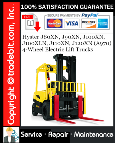Product picture Hyster J80XN, J90XN, J100XN, J100XLN, J110XN, J120XN (A970) 4-Wheel Electric Lift Trucks Service Repair Manual Download ★
