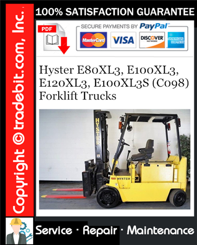 Product picture Hyster E80XL3, E100XL3, E120XL3, E100XL3S (C098) Forklift Trucks Service Repair Manual Download ★