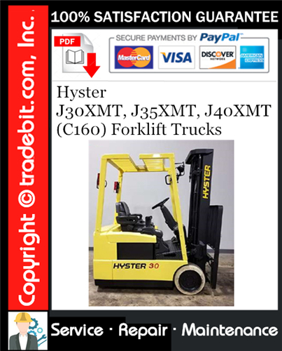 Product picture Hyster J30XMT, J35XMT, J40XMT (C160) Forklift Trucks Service Repair Manual Download ★