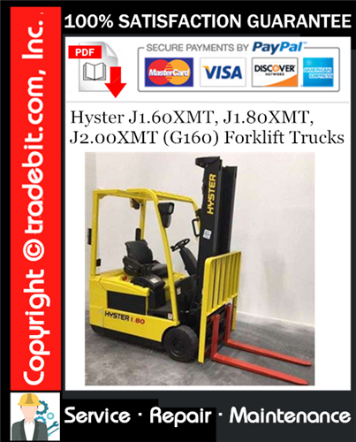 Product picture Hyster J1.60XMT, J1.80XMT, J2.00XMT (G160) Forklift Trucks Service Repair Manual Download ★